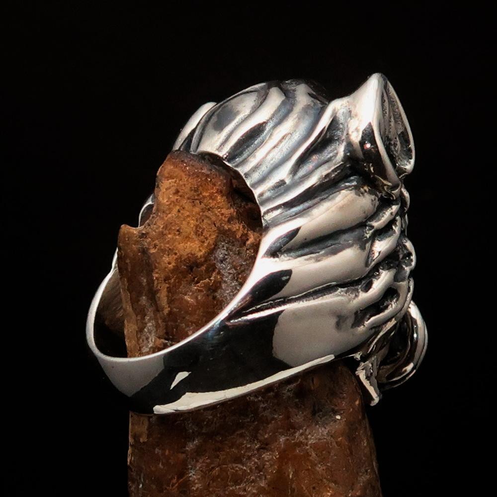 Excellent crafted Animal Ring Boar Wild Pig - antiqued Sterling Silver