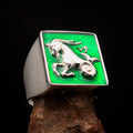 Excellent crafted Men's Zodiac Ring green Star Sign Capricorn - Sterling Silver