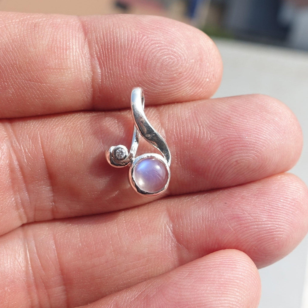 Moonstone Pendant, Moonstone Charm, Sterling Silver Pendant, Minimalist Loop Pendant, natural Ceylon Moonstone, Gift for Her