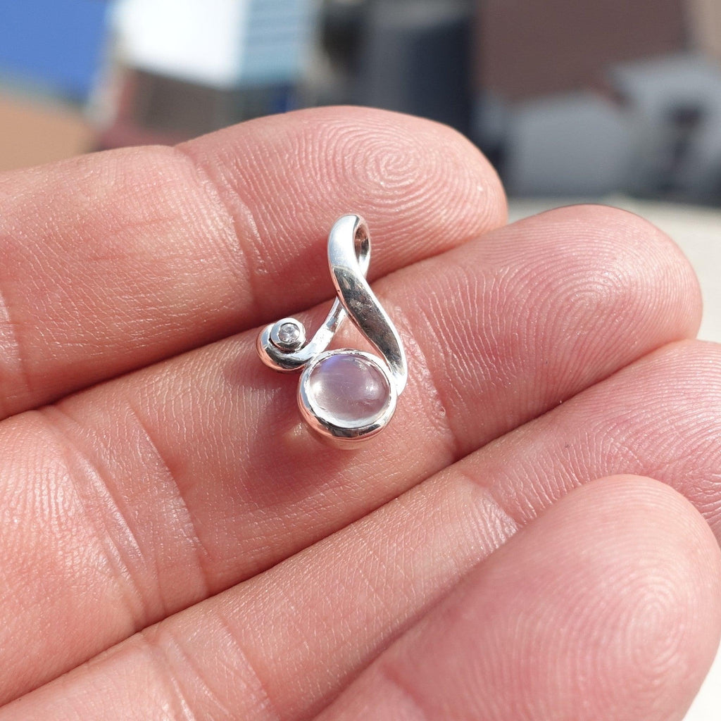 Moonstone Pendant, Moonstone Charm, Sterling Silver Pendant, Minimalist Loop Pendant, natural Ceylon Moonstone, Gift for Her