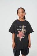 Kids APLUS DMINUS Love Mom Bunny Graphic T-Shirt – 100% Cotton Boxy Fit Tee